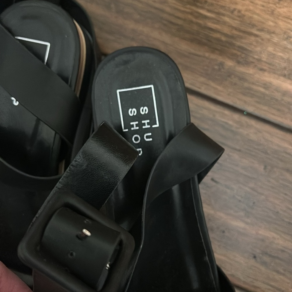 NIB - ShuShop Jennifer Black sandals Size 7 1/2 - Picture 3 of 4